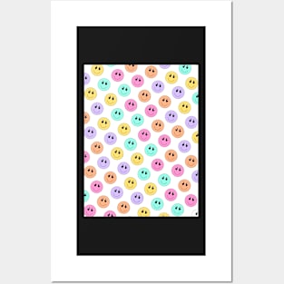 Multicoloured Emoji Smiley Faces Pattern Posters and Art